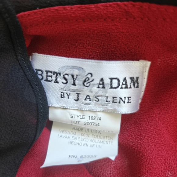 vintage Betsy & Adam By Jaslene black red hi-low ruffle cocktail dress 6 - Picture 10 of 10